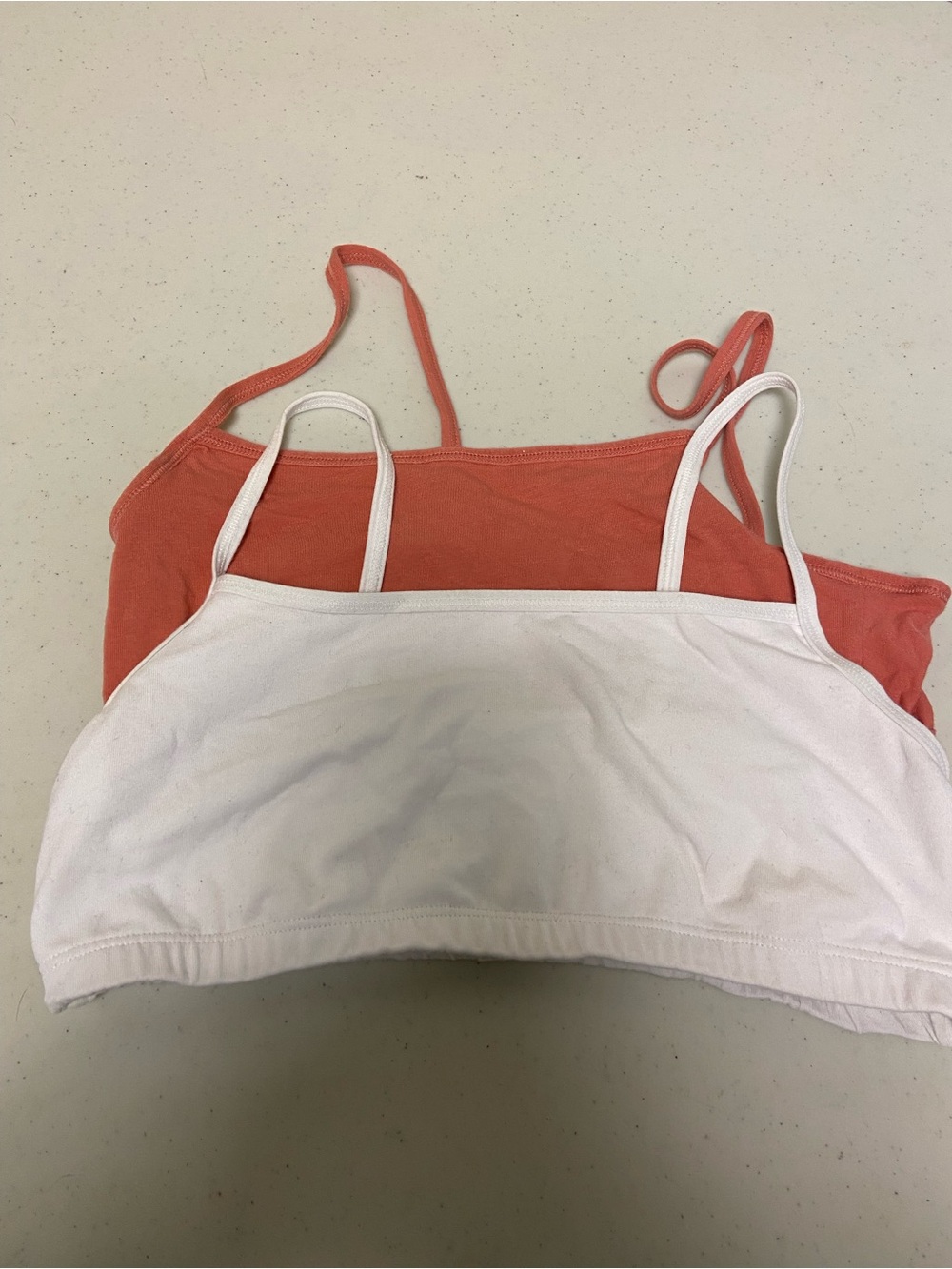 Hanes Two-Pack Cotton Bralettes in White & Coral
